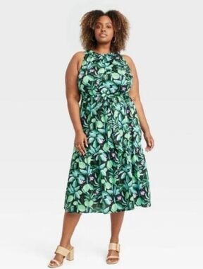 New with Out tag Ava and Viv summer lime pattern dress